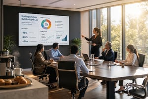 Diverse Team Meeting At Modern Office With Conference Table