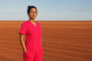 Pink Scrubs Nurse in Red Sand Landscape-1